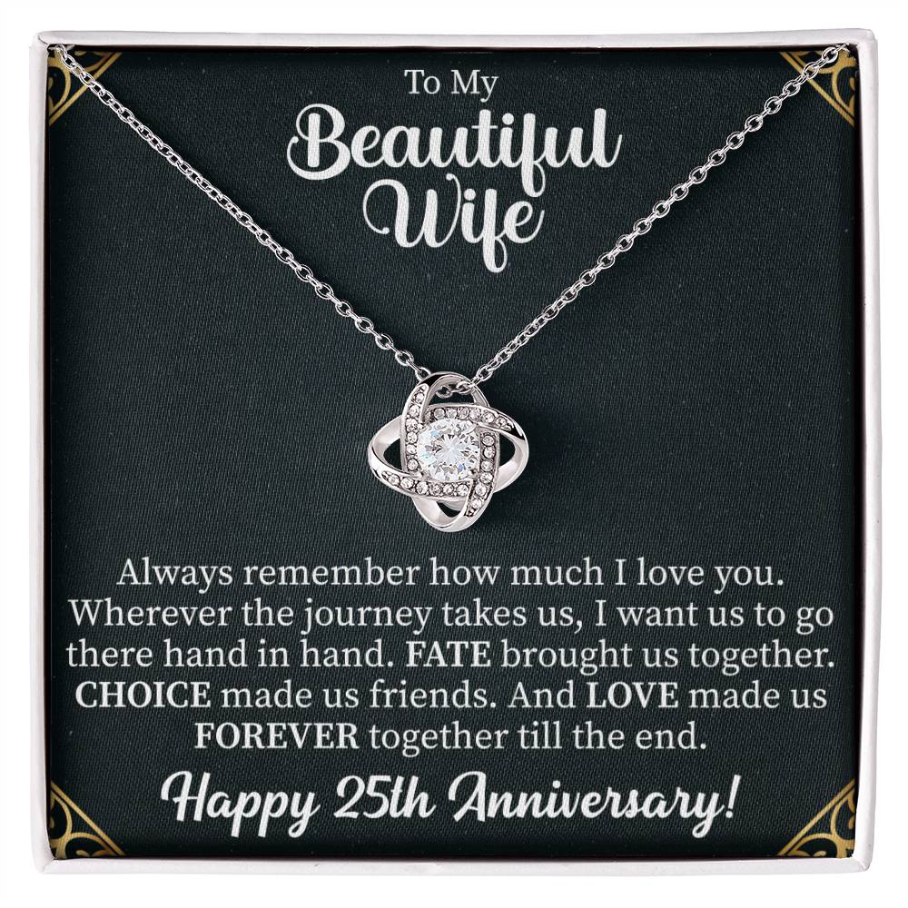 love knot necklace gifted to a beautiful wife as a symbol of deep love and devotion